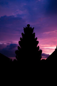 Low angle view of silhouette plant against sky at sunset