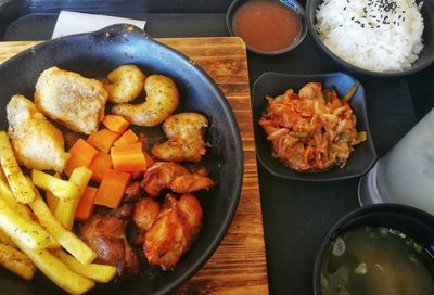 High angle view of food on table