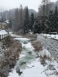 Scenic view of river against sky during winter