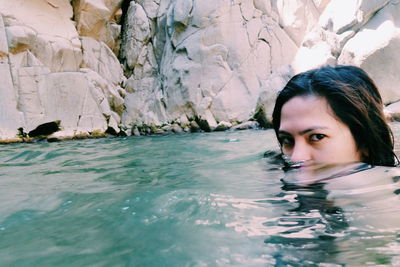 Portrait of woman in water