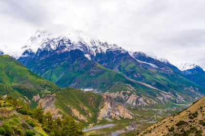 Scenic view of mountains against sky