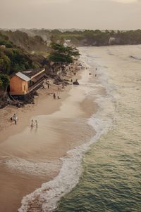 High angle view of beach against sky