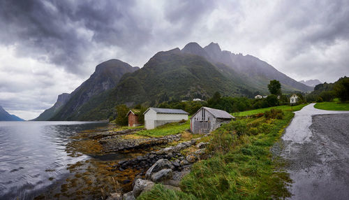 Boathouses near bjørke, norway