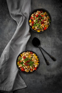 High angle view of salad in bowl