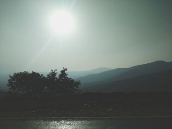 Scenic view of silhouette mountain against sky