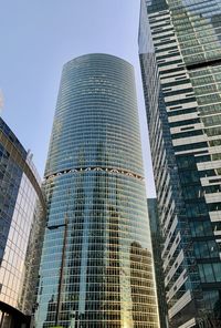 Low angle view of modern buildings in city
