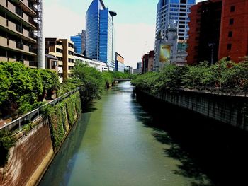 View of canal in city