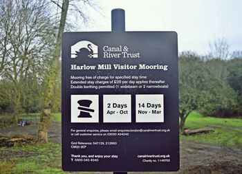 Close-up of information sign