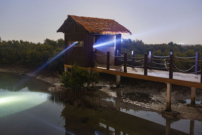 Bridge over river against sky