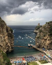High angle view of sea against sky