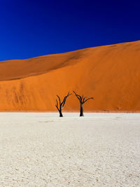 View of desert against clear sky