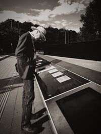 Man walking on road