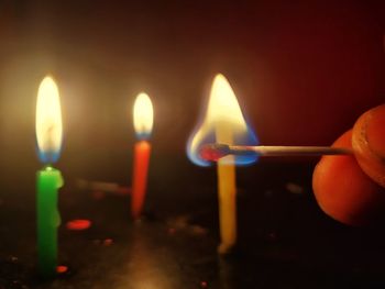 Close-up of lit candles