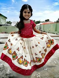 Portrait of cute kerala girl kid standing 