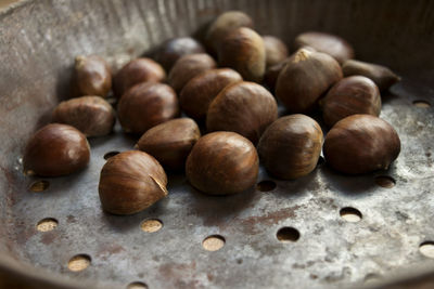 Close-up of blueberries on table