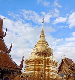 Low angle view of temple building against sky