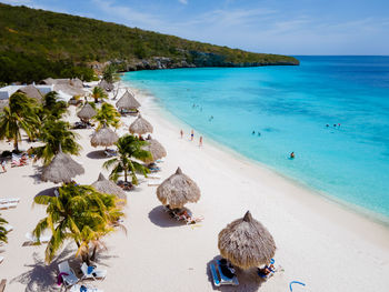 High angle view of beach against sky