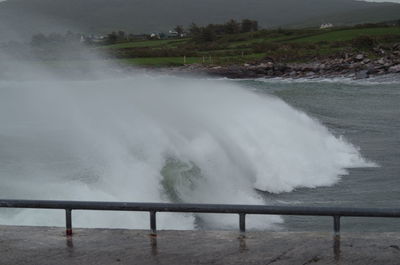 Sea waves splashing on shore