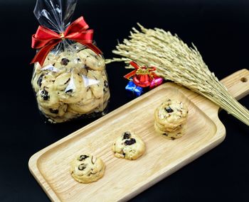 Close-up of christmas decorations on table