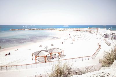 Scenic view of beach against clear sky