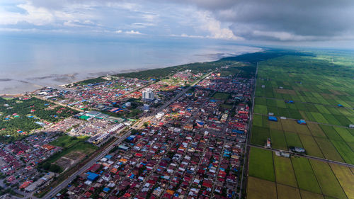 High angle view of beach against sky