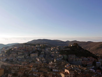 Panoramic view from the fortress of tolfa, a beautiful lazio village in italy
