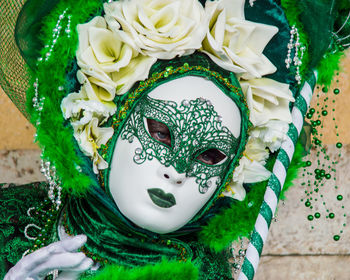 Close-up of statue of flowers