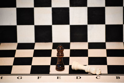 High angle view of chess board