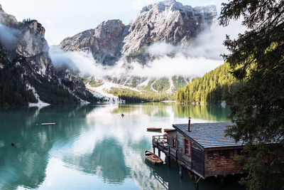 Scenic view of lake and mountains
