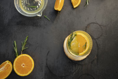 Directly above shot of drink on table