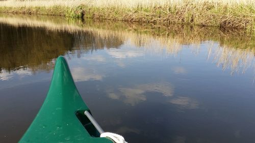 High angle view of boat in lake