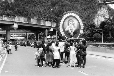 People standing on bus