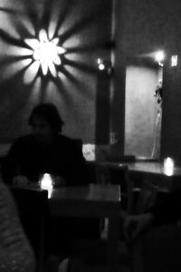 Silhouette of woman at night