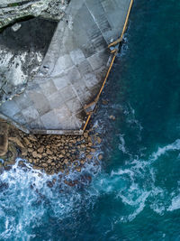 High angle view of sailboat in sea