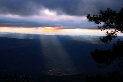 Scenic view of landscape against sky at sunset