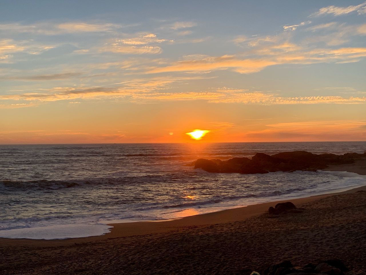 SCENIC VIEW OF SUNSET OVER SEA