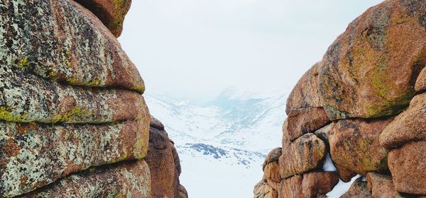 Low angle view of rock formations