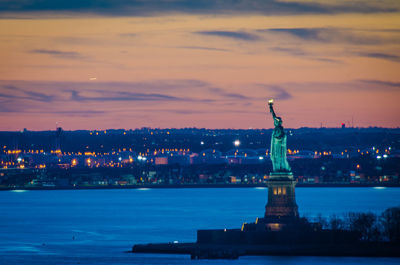 Liberty statue at dusk