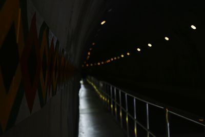 Illuminated corridor at night