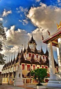 Low angle view of temple against sky