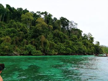 Scenic view of sea against clear sky