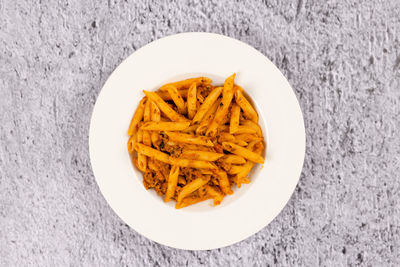 High angle view of food on table