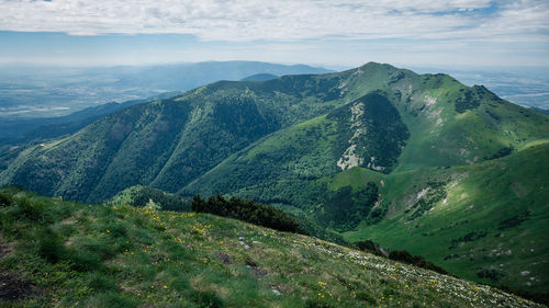 Scenic view of mountains against sky