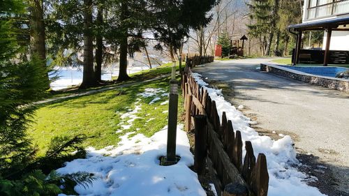 Wooden fence at roadside