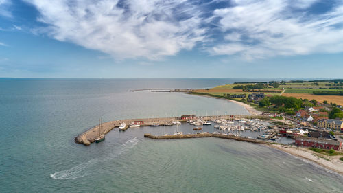 High angle view of sea against sky