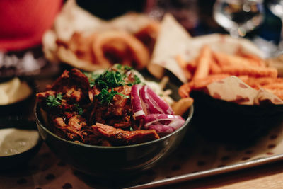 Close-up of meal served in bowl