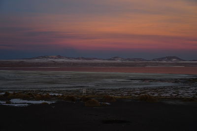 Scenic view of lake during sunset