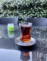 Close-up of turkish tea in glass