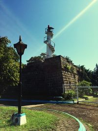 View of road against blue sky