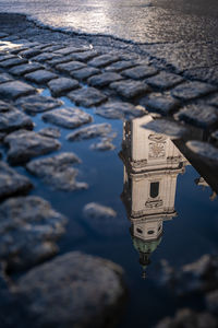 Reflection of buildings in water